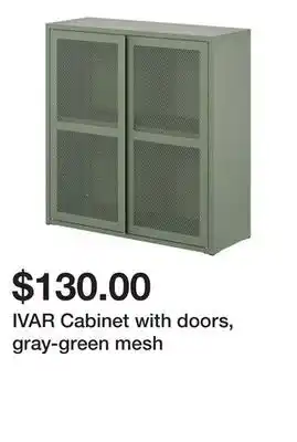 Ikea Ivar cabinet with doors, gray-green mesh offer