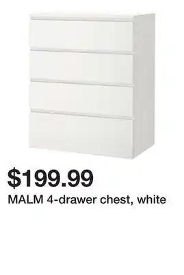 Ikea Malm 4-drawer chest, white offer
