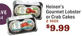 Heinen's Heinen's gourmet lobster or crab cakes offer