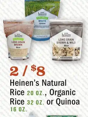 Heinen's Heinen's natural rice 20 oz., organic rice 32 oz. or quinoa 16 oz offer