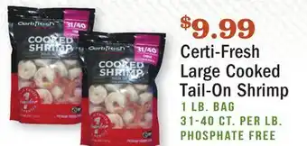 Heinen's Certi-fresh large cooked tail-on shrimp offer