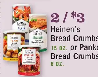 Heinen's Heinen's bread crumbs 15 oz. or panko bread crumbs 6 oz offer