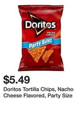 Wegmans Doritos tortilla chips, nacho cheese flavored, party size offer
