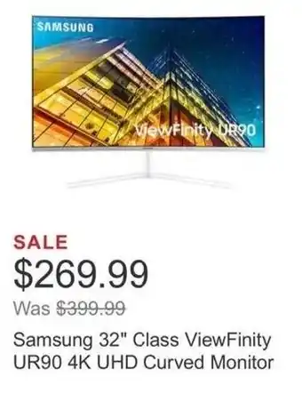 Costco Samsung 32" Class ViewFinity UR90 4K UHD Curved Monitor offer