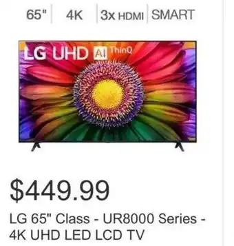 Costco LG 65" Class - UR8000 Series - 4K UHD LED LCD TV offer