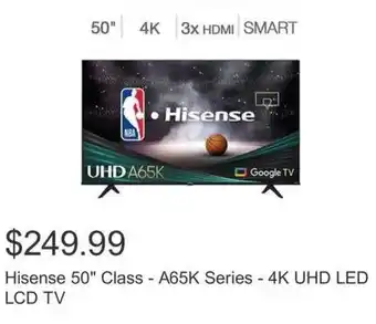 Costco Hisense 50" Class - A65K Series - 4K UHD LED LCD TV offer