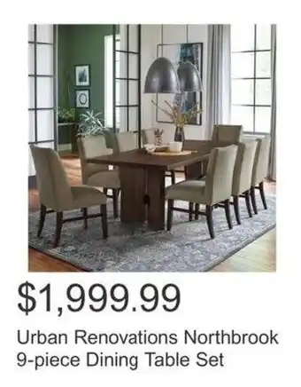 Costco Urban Renovations Northbrook 9-piece Dining Table Set offer