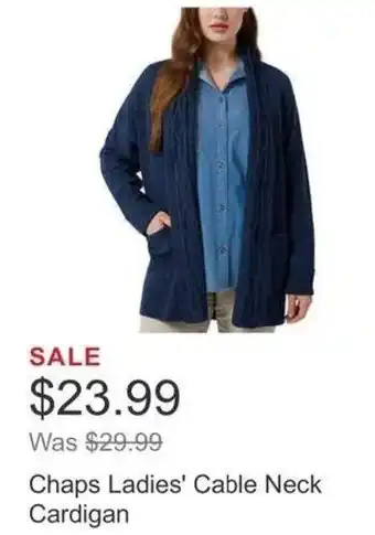 Costco Chaps Ladies' Cable Neck Cardigan offer