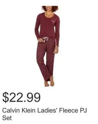 Costco Calvin Klein Ladies' Fleece PJ Set offer
