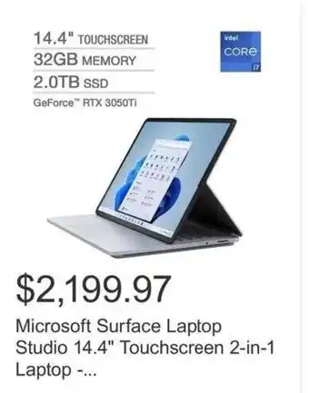 Costco Microsoft Surface Laptop Studio 14.4" Touchscreen 2-in-1 Laptop -... offer