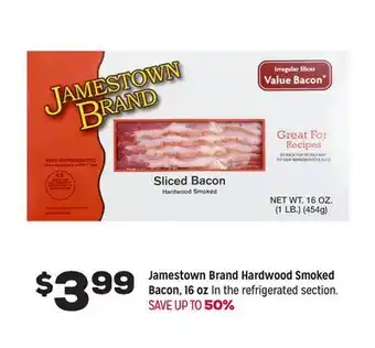 Grocery Outlet Jamestown brand hardwood smoked bacon offer