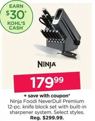 Kohl's Ninja foodi neverdull premium 12-pc. knife block set with built-in sharpener system offer