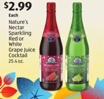 Aldi Nature's nectar sparkling red or white grape juice cocktail offer