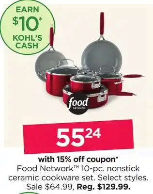 Kohl's Food network 10-pc. nonstick ceramic cookware set offer