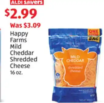 Aldi Happy farms mild cheddar shredded cheese offer