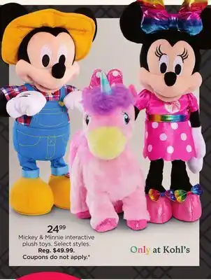 Kohl's Mickey & minnie interactive plush toys offer