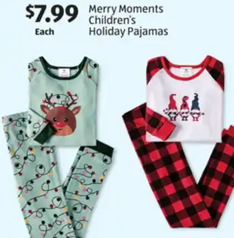 Aldi Merry moments children's holiday pajamas offer