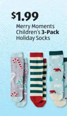 Aldi Merry moments children's 3-pack holiday socks offer