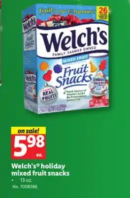 Lidl Welch's holiday mixed fruit snacks offer