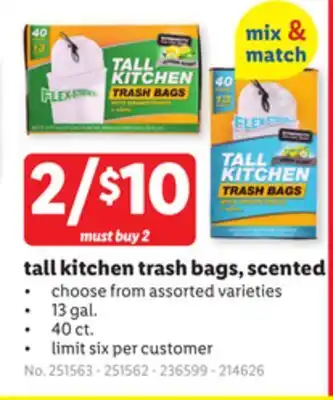 Lidl Tall kitchen trash bags, scented offer