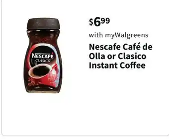 Walgreens Nescafe café de olla or clasico instant coffee offer