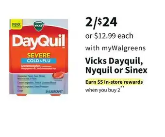 Walgreens Vicks dayquil, nyquil or sinex offer