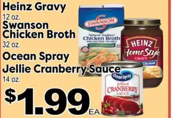 Superior Grocers Heinz gravy 12 oz. swanson chicken broth 32 oz. ocean spray jellie cranberry sauce 14 oz offer