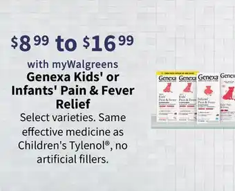 Walgreens Genexa kids' or infants' pain & fever relief offer
