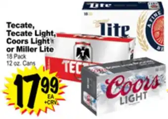 Superior Grocers Tecate, tecate light, coors light or miller lite 18 pack offer