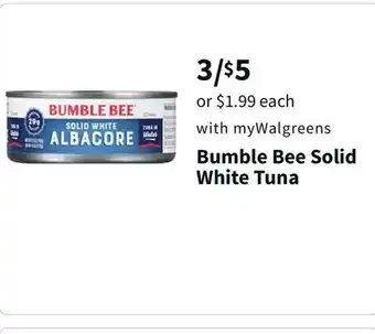 Walgreens Bumble bee solid white tuna offer