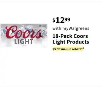 Walgreens 18-pack coors light products offer