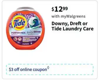 Walgreens Downy, dreft or tide laundry care offer