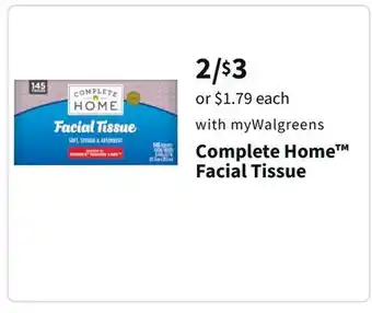 Walgreens Complete home facial tissue offer