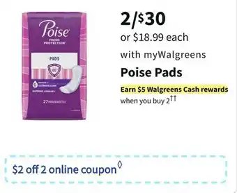 Walgreens Poise pads offer