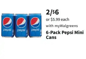 Walgreens 6-pack pepsi mini cans offer