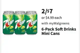 Walgreens 6-pack soft drinks mini cans offer