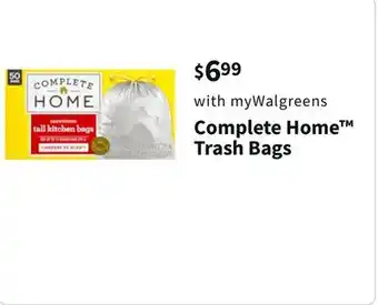 Walgreens Complete home trash bags offer