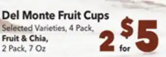 Vallarta Supermarkets Del monte fruit cups offer