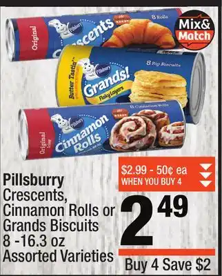 Super King Markets Pillsburry crescents, cinnamon rolls or grands biscuits offer