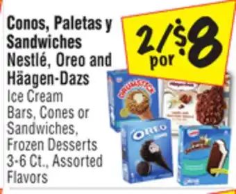 El Super Nestlé oreo and häagen-dazs ice cream bars, cones or sandwiches, frozen desserts offer