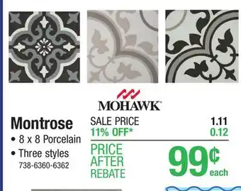 Menards Mohawk montrose parisian midnight black 8 x 8 encaustic porcelain floor and wall tile offer