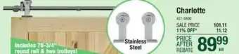 Menards Forge charlotte 78-3/4 stainless steel 1-piece rail sliding barn door hardware kit offer