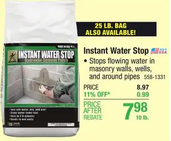 Menards Akona instant water stop - 10 lb offer