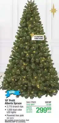 Menards Enchanted forest 10' prelit alberta spruce artificial christmas tree offer