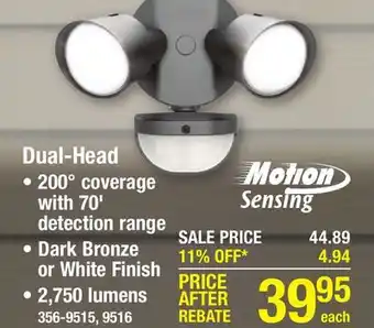 Menards Lithonia lighting dark bronze led dual head motion sensor outdoor security flood light offer