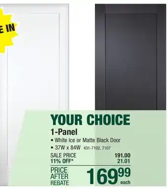 Menards Mastercraft 37w x 84h white ice 1-panel interior barn door offer