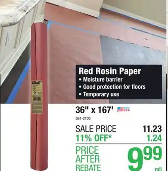 Menards Trimaco easy mask 36 x 167' red rosin paper offer