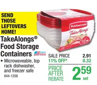 Menards Rubbermaid takealongs square plastic container food storage - 4 piece set offer