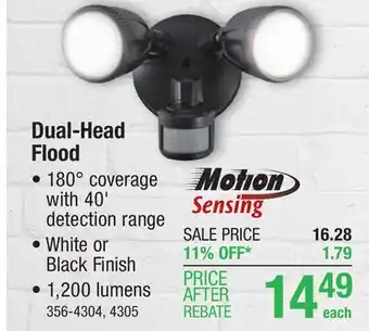 Menards Patriot lighting white led dual head motion sensor outdoor security flood light offer