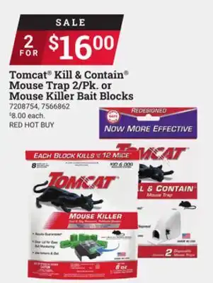Ace Hardware Tomcat kill & contain mouse trap 2/pk. or mouse killer bait blocks offer